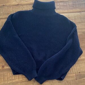 Brandy Melville Navy Ribbed Turtleneck Sweater